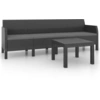 Image de vidaXL Ensemble salon de jardin 2 pièces avec coussins PP rotin anthracite