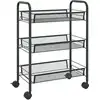Image de vidaXL Chariot de cuisine 3 plateaux noir 46x26x64 cm fer