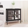 Image de vidaXL Sideboard Noir 70x35x70 cm Acier et verre