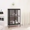 Image de vidaXL Sideboard noir 75x35x105 cm acier et verre