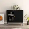 Image de vidaXL Sideboard Noir 75x35x70 cm Acier et verre trempé