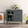Image de vidaXL Sideboard Anthracite 75x35x70 cm Acier et verre trempé