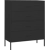 Image de vidaXL Commode noire 80x35x101,5 cm acier