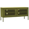Image de vidaXL Armoire TV vert olive 105x35x50 cm Acier