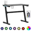 Image de vidaXL Bureau de jeu avec LED et piétement en Z Noir 90x60x75 cm