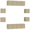 Image de vidaXL Ensemble d'armoires TV 8 pièces en bois composite chêne Sonoma