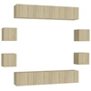 Image de vidaXL Ensemble d'armoires TV 8 pièces en bois composite chêne Sonoma