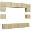 Image de vidaXL Ensemble d'armoires TV 8 pièces en bois composite chêne Sonoma