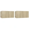 Image de vidaXL Meubles TV suspendus 2 pièces chêne Sonoma 60x30x30 cm