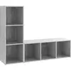 Image de vidaXL Armoires TV 2 pcs. Gris béton 107x35x37 cm Bois composite
