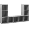 Image de vidaXL Armoires TV 3 pcs. Gris béton 107x35x37 cm Bois composite