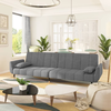 Image de Canapé "Hornbek" en velours gris clair. Dimensions (L/L/H) 220x100x52 cm