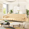 Image de Canapé "Hornbek" en velours crème. Dimensions (L/L/H) 220x100x52 cm