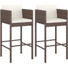 Image de vidaXL Barhocker 2 Stk. mit Kissen Braun Poly Rattan