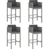 Image de vidaXL Tabouret de bar 4 pcs. avec coussins Gris Poly rotin