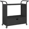 Image de vidaXL Chariot de bar avec tiroir noir 100x45x97 cm Poly rotin