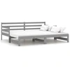 Image de vidaXL Lit de jour extensible Gris Pin massif 2x(90x200) cm