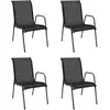 Image de vidaXL Chaises de jardin 4 pcs acier et textilène noir