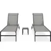 Image de vidaXL Bains de soleil 2 pcs. avec table Textilène et acier