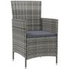 Image de vidaXL Chaises de jardin avec coussins 2 pcs. Poly rotin gris