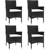 Image de vidaXL Chaises de jardin avec coussins 4 pcs. Poly rotin noir