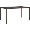 Image de vidaXL Table de jardin 150x90x75 cm Verre trempé Poly rotin brun