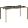 Image de vidaXL Table de jardin 150x90x75 cm Verre trempé Poly rotin Beige