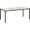 Image de vidaXL Table de jardin marron 190x90x75 cm Verre trempé et poly rotin