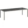 Image de vidaXL Table de jardin Gris 250x100x75 cm verre dur et poly rotin