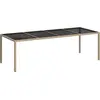 Image de vidaXL Table de jardin beige 250x100x75 cm verre dur et poly rotin