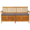 Image de vidaXL Banc coffre avec coussins 148 cm bois massif acacia