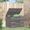 Image de vidaXL Coffre à coussins de jardin en rotin PE 145x100x103 cm Gris