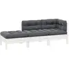 Image de vidaXL Ensemble salon de jardin 3 pièces avec coussins blanc pin massif