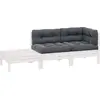 Image de vidaXL Ensemble salon de jardin 3 pièces avec coussins blanc pin massif