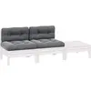 Image de vidaXL Ensemble salon de jardin 3 pièces avec coussins blanc pin massif