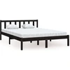 Image de vidaXL Lit en bois massif pin noir 135x190 cm