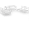Image de vidaXL Ensemble salon de jardin 6 pièces blanc pin massif