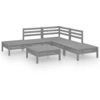 Image de vidaXL Ensemble salon de jardin 6 pièces pin massif gris