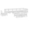 Image de vidaXL Ensemble salon de jardin 10 pièces pin massif blanc