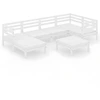 Image de vidaXL Ensemble salon de jardin 7 pièces pin massif blanc