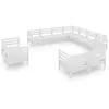 Image de vidaXL Ensemble salon de jardin 11 pièces pin massif blanc