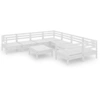 Image de vidaXL Ensemble de salon de jardin 9 pièces blanc pin massif