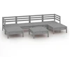 Image de vidaXL Ensemble salon de jardin 7 pièces gris pin massif