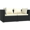 Image de vidaXL Canapé 2 places avec coussins noir Poly rotin