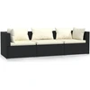 Image de vidaXL Canapé 3 places avec coussins noir Poly rotin