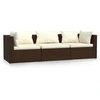 Image de vidaXL Canapé 3 places avec coussins Marron Poly rotin