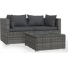 Image de vidaXL Ensemble de salon de jardin 3 pièces avec coussins Gris Poly rotin