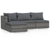 Image de vidaXL Ensemble salon de jardin 4 pièces avec coussins Gris Poly rotin