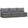 Image de vidaXL Canapé 3 places avec coussins Gris Poly rotin