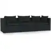 Image de vidaXL Canapé 3 places avec coussins noir Poly rotin